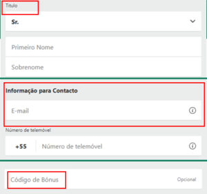 Nesta janela, você precisará escolher um nome de usuário, fornecer um endereço de e-mail e criar uma senha segura. Digite sua senha duas vezes para confirmação e, caso tenha um código de bônus, insira-o também. Além disso, será necessário selecionar a moeda de sua preferência, pois não será possível alterar essa escolha após o registro.